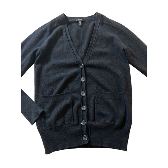 AQUA 100% Cashmere Black Cardigan Sweater‎ Women’s Size S Button Front Pockets - Picture 1 of 6
